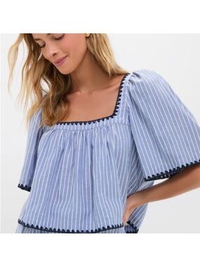 NWT Tuckernuck blue stripe whipstitch viviana top